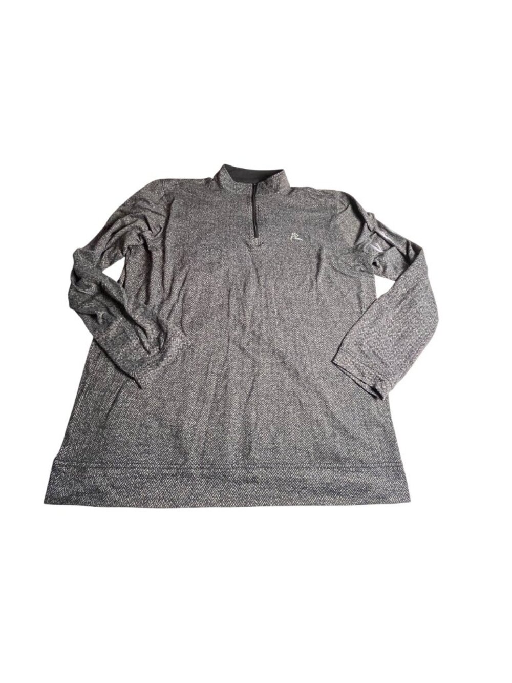 Rhoback Mens XL Herringbone Gray 1/4 Zip Pullover Activewear Top long sleeve